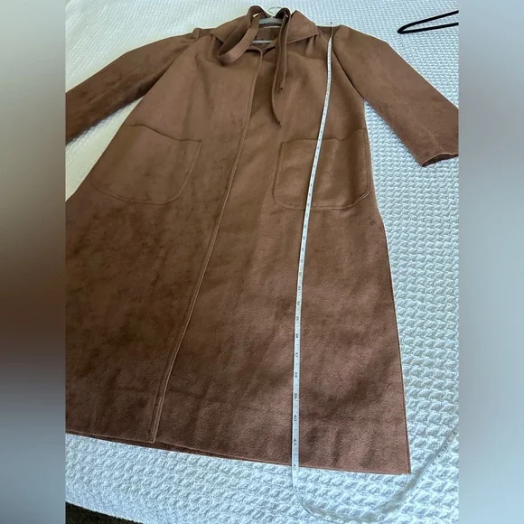 Vera Maxwell Vegan Suede Brown Trench Coat - Picture 4 of 7